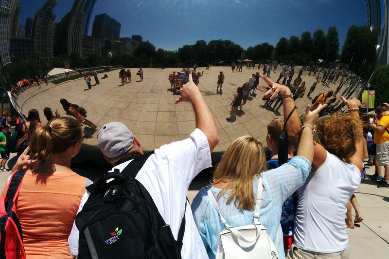 Sightseeing at the Bean in downtown Chicago, Illinois